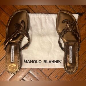 Manolo Blahnik Bronze Sandals